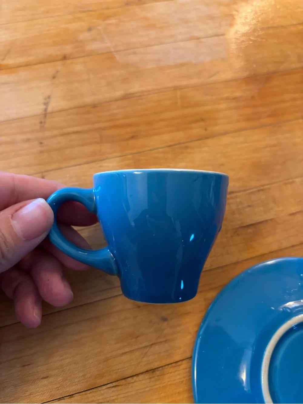 Le Creuset Stoneware French Press 2 Cups Saucers Espresso Blue Marseille Set